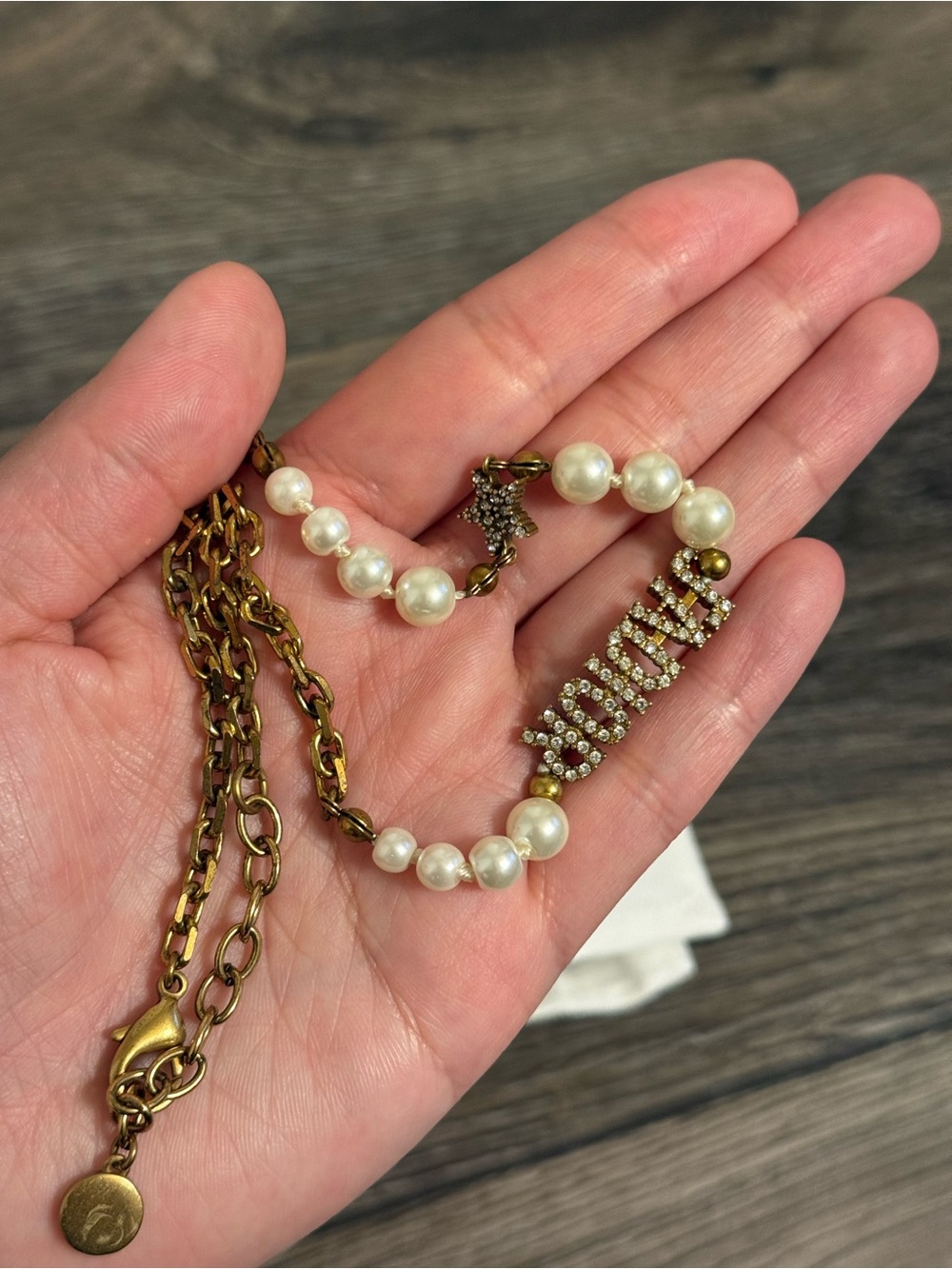 Dior Crystal J'Adior Star Gold Pearl Collar Necklace - Picture 3 of 6